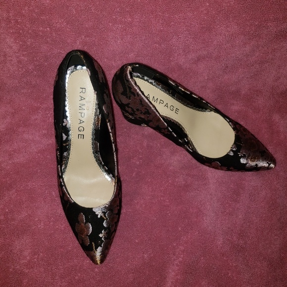 Rampage Womens Bethie Black Jacquard with Rose - Picture 3 of 4